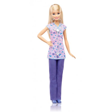 Barbie Nurse Doll with Blonde Hair, Purple Scrubs & Stethoscope Discount