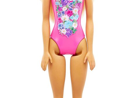 Barbie Beach Doll with Blonde Hair & Pink Graphic Swimsuit Online now