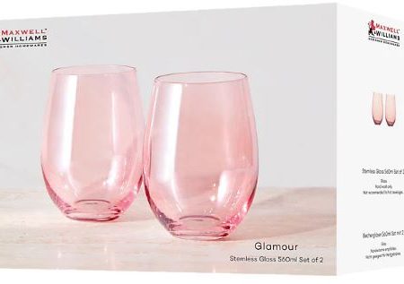 Maxwell & Williams Glamour Stemless Glass 560ml S 2 Pink Online Sale