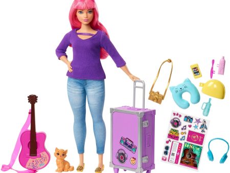 Barbie Daisy Doll with Kitten, Luggage, Guitar & Travel Accessories Cheap