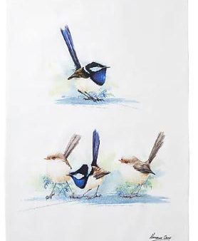 Maxwell & Williams Katherine Castle Bird Life Tea Towel Blue Wren on Sale