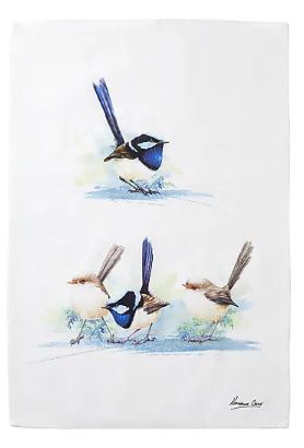 Maxwell & Williams Katherine Castle Bird Life Tea Towel Blue Wren on Sale