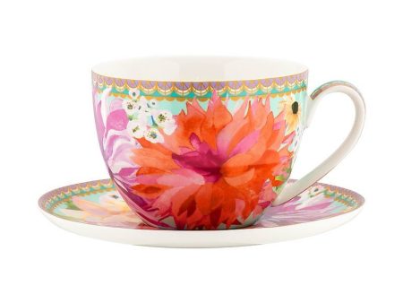 Maxwell & Williams Teas & C s Dahlia Daze Breakfast Cup & Saucer 400ml Sky Discount