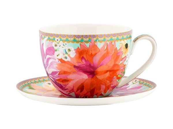 Maxwell & Williams Teas & C s Dahlia Daze Breakfast Cup & Saucer 400ml Sky Discount