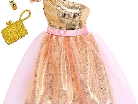 Barbie Fashions Complete Look Gold Gown with Pink Tulle Set Online Hot Sale