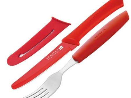 Scanpan Spectrum Steak Knife & Fork Set Red For Sale