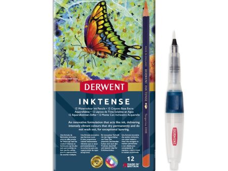 Värikynä 12 kpl Derwent Inktense + säiliösivellin For Cheap